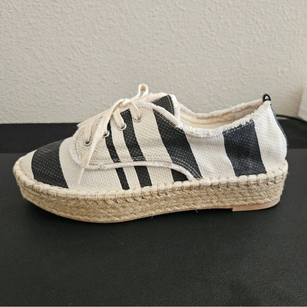 DV by Dolce Vita Roxie Black & Cream Platform Espadrille Sneakers Size 7.5